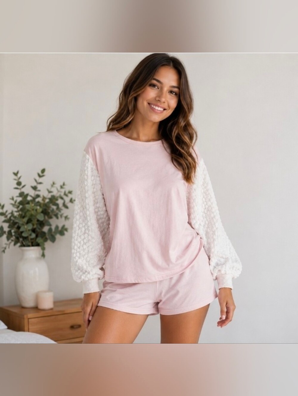 Cupio Long Sleeve Pink Knit Sweater Top Size M Medium Crop Soft Fit Stretch